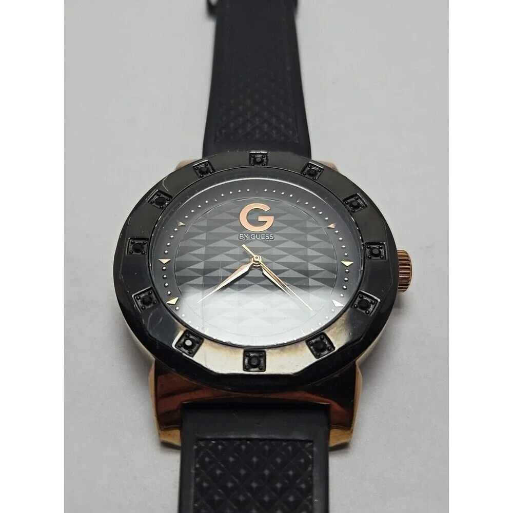 Mens G by GUESS  Black Rose Gold Watch G10438G1 New Battery